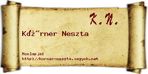 Körner Neszta névjegykártya